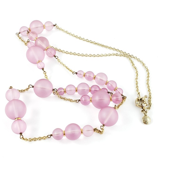 J. Crew Sweater Necklace Pale Pink Beads - Picture 2 of 7